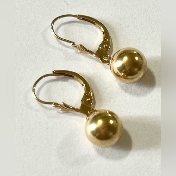 Vintage 14K Gold Ball Drop Earrings - Picture 2 of 5